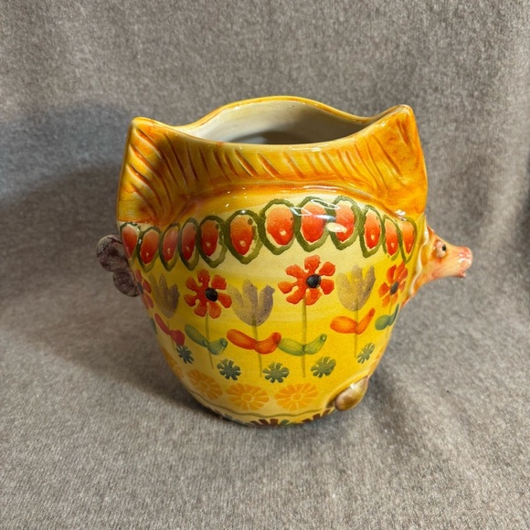 Hand Painted Colorful Floral Fish Shaped Ceramic Art Pitcher Vase Made in Italy - Picture 3 of 9